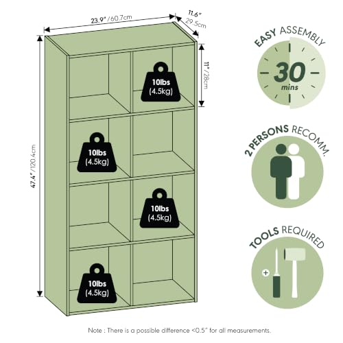 White 8-Cube Book Shelf - Compact Storage Organizer, Wall-Mountable