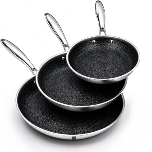 Non-Stick Frying Pan Set - 8, 10, 12 Inch Stainless Steel Skillets - Variation of Frying Pan Set