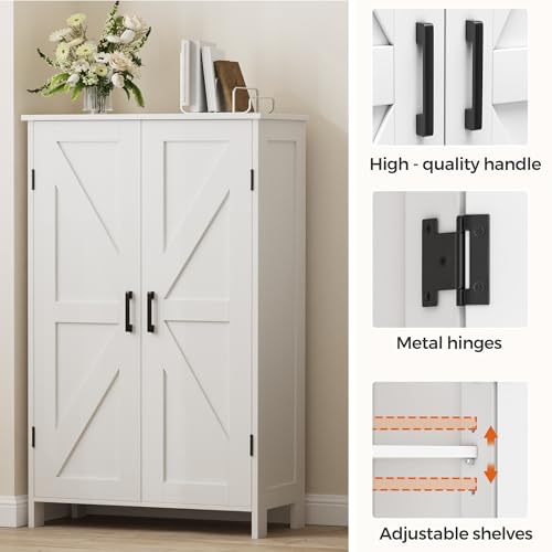 Homleke 43.3" H Farmhouse Bathroom Storage Cabinet with Adjustable Shelves