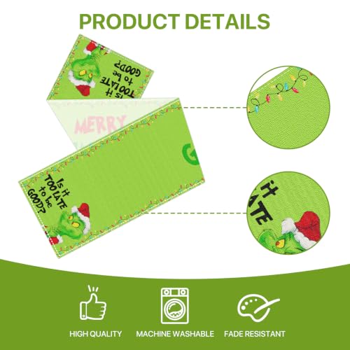 Bloss Green Monster Christmas Table Runner 13" x 120" - Festive Holiday Decor