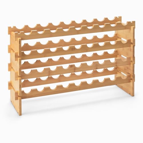 Stackable Bamboo Wine Rack - 36 Bottle Capacity, Easy Assembly