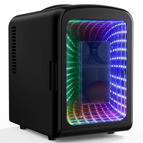 Antarctic Star Black 4L Compact Mini Fridge with Gaming Light, Portable Cooler