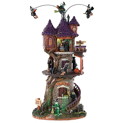 Lemax Animated Halloween Witch Tower Figurine with Motion & Sound, 11.69 Inches