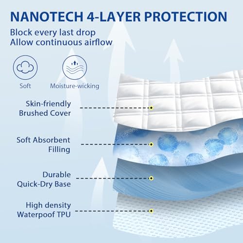 MEELUS King Mattress Protector Waterproof Fitted Deep Pocket 8-21" White