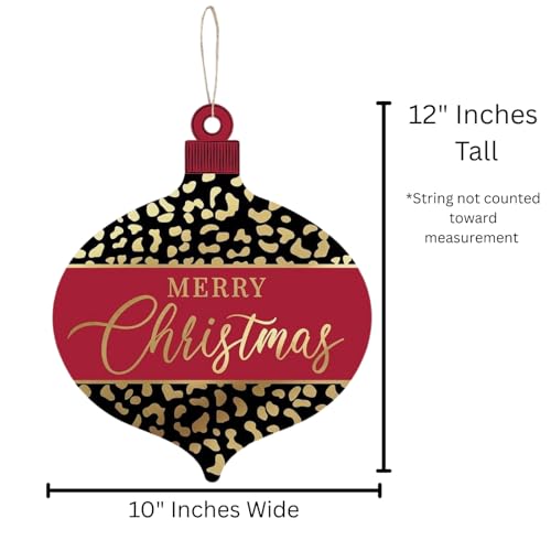 Leopard Print 12" Bulb Ornament Sign – Merry Christmas Wall/Wreath Decor