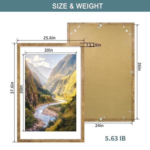 Rustic Brown 24x36 Poster Frame Set of 2 with Plexiglass - Wall Mount Display