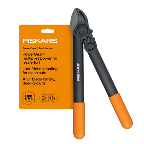 Fiskars 15-Inch PowerGear Anvil Garden Loppers Tree Trimmer - Cuts Up to 1.25 Inch Branches