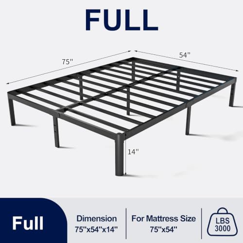 Full Metal Bed Frame with Round Corner Legs, 14 Inch Platform Heavy