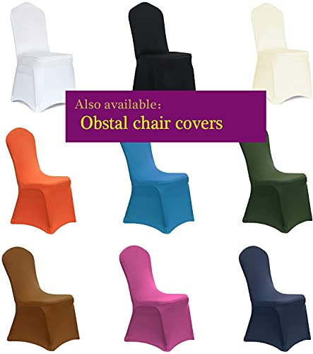 Obstal Stretch Spandex Table Cover for Standard Folding Tables - Universal Rectangular Fitted Tablecloth Protector for Wedding, Banquet and Party (Gold, 4 Ft)