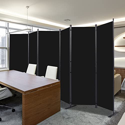 Black 22-Inch 6-Panel Room Divider Folding Privacy Screen with Wider Feet - CHOSENM