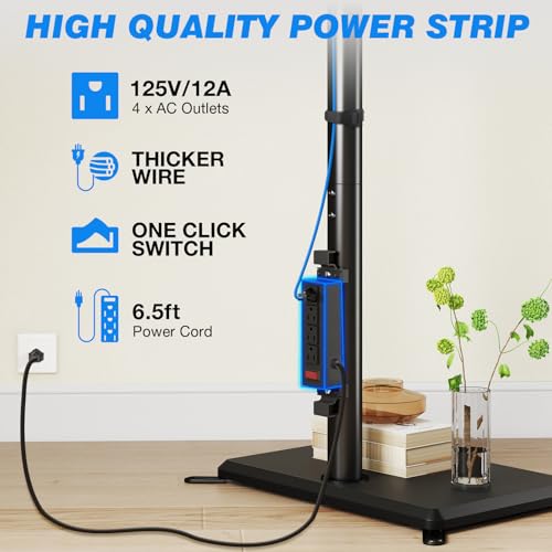 Rfiver Swivel Floor TV Stand with Power Outlet for 32-65 in TVs