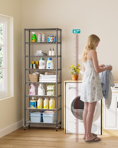 Golpart 8-Tier Adjustable Metal Wire Shelving Storage Rack Black 12"D x 22"W x 72"H