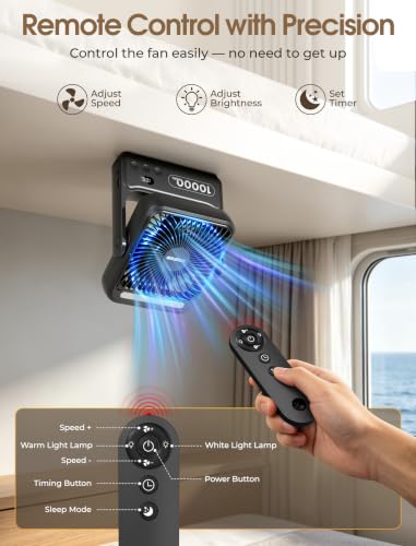 1-Pack VENSWID Magnetic Cruise Travel Fan - 10000mAh Rechargeable & Slim