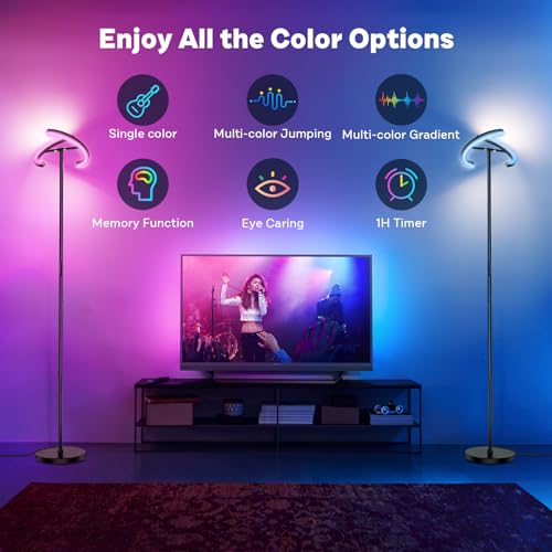 SIBRILLE RGB Floor Lamp - Color Changing Dimmable LED Standing Light with Remote, Modern Tall Lamp for Living Room & Bedroom