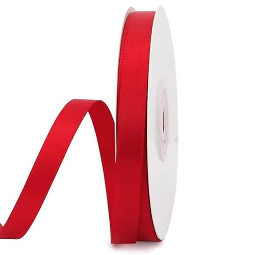 3/8 inch Double Faced Red Polyester Satin Ribbon 50 Yards for Gift Wrapping,Wedding Decoration, Bows Making, Sewing, DIY Crafts