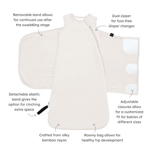 KYTE BABY Baby Sleep Bag Swaddler Oat X-Small - Bamboo Nursery Essential with Dual Zipper & Removable Band