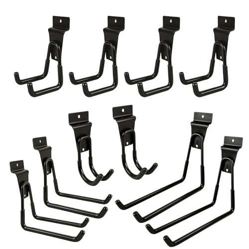 Lyrzzey Black Heavy-Duty Metal Utility Wall Hooks 10 Pack for Gladiator GearTrack & GearWall