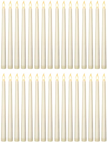 Treela 24 Pcs Flameless LED Taper Candles, 11 Inch Ivory, Minimalist Design