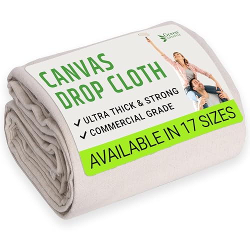 All Purpose Canvas Drop Cloth - Heavy Duty 12x15 ft Reusable Floor & Surface Protector - Green Lifestyle