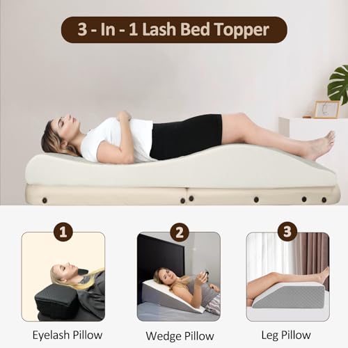 LUKYHONIE Ergonomic Lash Bed Topper Black 70.8 x 23.6 Inches - Curvy Massage Table Pad