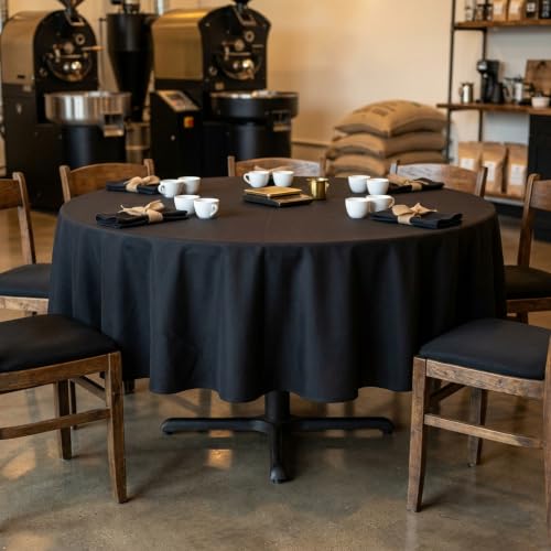 Pepmily 12 Pack Black 90 Inch Round Tablecloth for 36-72 Inch Tables, Elegant & Reusable