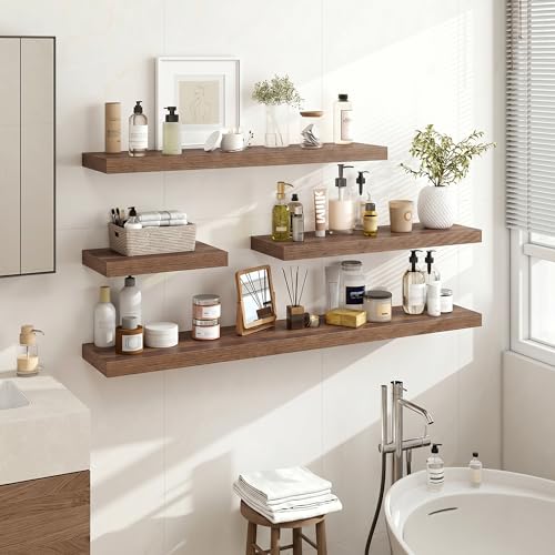 Floating Wall Shelves - Walnut, 48x9.25 Inches, 1 Piece - Modern Wall Storage