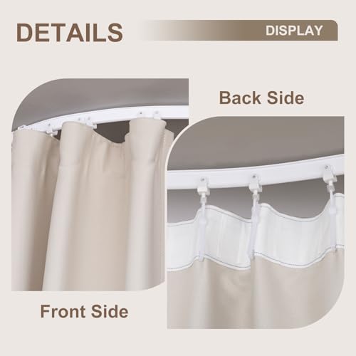 Beige Room Divider Curtain & Flexible Ceiling Track Set - 100W x 84H in, Blackout, 1 Panel, Pack of 1