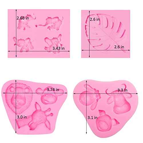 Elephant Chocolate Mold, Animal Theme Lion Giraffe Silicone Molds for Baby Shower Birthday Party Cake Decoration, Safari Animal Theme Cupcake Toppers Jelly Pudding