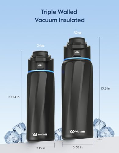 WaterH BOOST Smart 32oz Water Bottle Tracker with Reminder, Black
