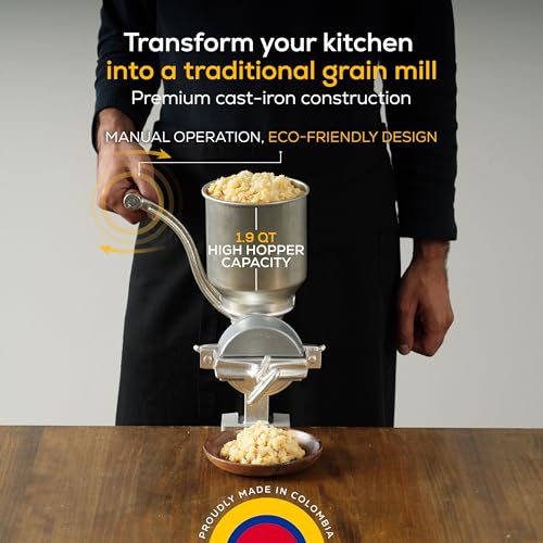 Corona Manual Grain Mill - Cast Iron Grinder for Corn, Wheat, Spices