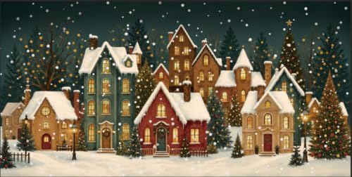 Christmas Trees Landscape Wall Art Set of 3, Framed Holiday Decor 20x40 Inches