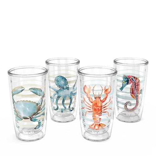 Classic Sara Berrenson Atlantica Collection Double Wall Insulated 16oz Tumblers - 4 Pack, Assorted - Travel & Drinkware