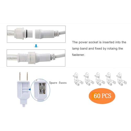 Warm White 200ft Outdoor LED Rope Lights - Waterproof, 8 Modes, Garden & Party Decor