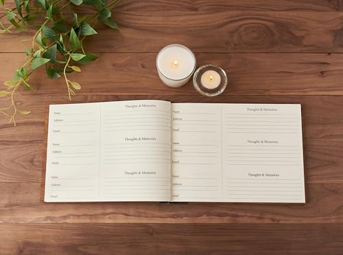 Funeral Guest Book with Pen - Memory Wooden Memorial Book for Funeral Service
