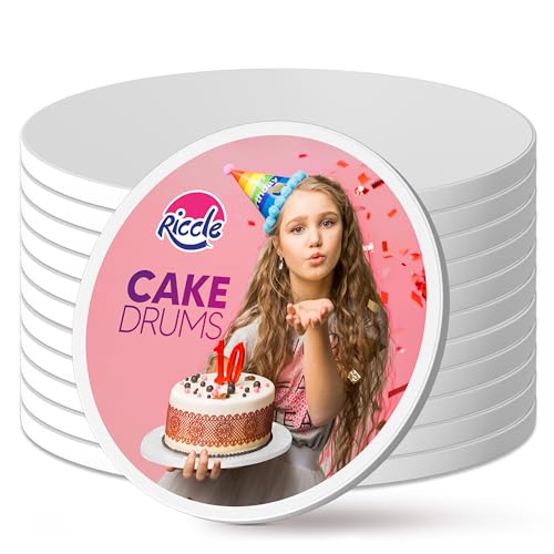 14 Inch Cake Drums - Pack of 12 White Round Cake Boards for Cakes & Patisserie