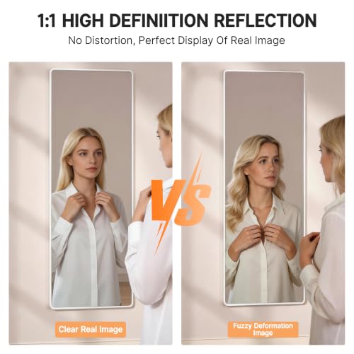 Hasipu Full Length Wall Mirror 56x16 Inch White Over The Door Hanging Mirror for Bedroom & Living Room