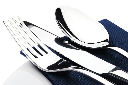 Stainless Steel Flatware Set for 8 with Serving Utensils - Modern 45 Piece