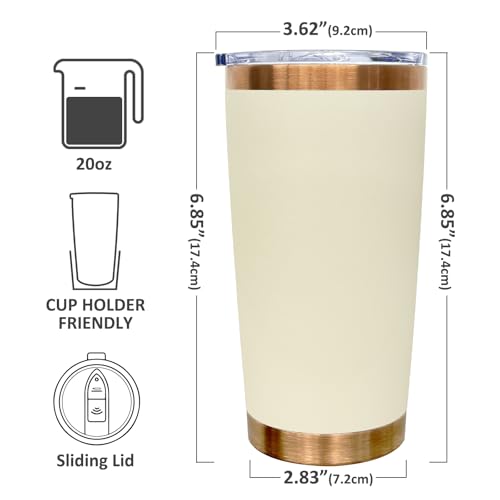 Cream 20 oz Stainless Steel Tumbler with Lid & Straw - Metalya