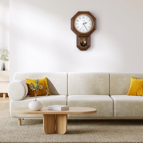 Pendulum Wall Clock - Imitation Wood Plastic Regulator Brown - Classic Design