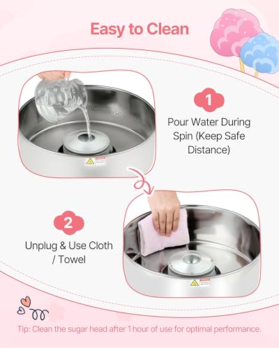 VEVOR Commercial Cotton Candy Machine 1000W Electric Blue Slant Surface with 15