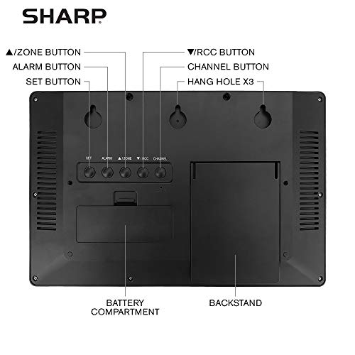 Sharp Atomic Clock with 4-Inch Display, Outdoor Sensor, Battery