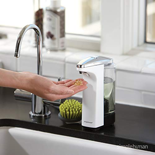 simplehuman 8 oz. Touchless Sensor Liquid Soap Dispenser with Brushed Nickel Finish, Battery Operated