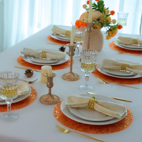 Orange Gold 13" Placemats - 50 Pcs Round Disposable | Snowkingdom
