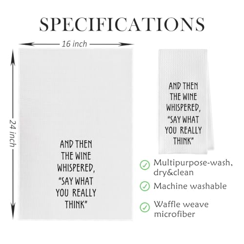 White Wine Lovers Dish Towel - Funny Kitchen Gift, 16x24 Waffle Weave Microfiber