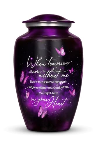 Purple Butterfly Cremation Urn for Adult Ashes with Secure Lid - Memorial Keepsake