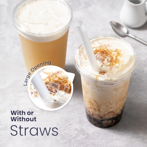 16 oz Clear Plastic Cups with Strawless Sip Lids - 200 Pack, Disposable To-Go Drinkware