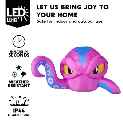 Joiedomi 4 FT Tall Halloween Inflatable Purple Octopus Head with