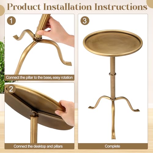 Small Metal Martini Table - Bronze, 2 Pack, Compact Side Drink Tables