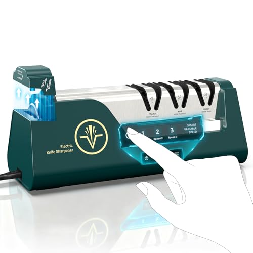 Electric Knife Sharpener with Touch Screen & Variable Speed - Green Variation
