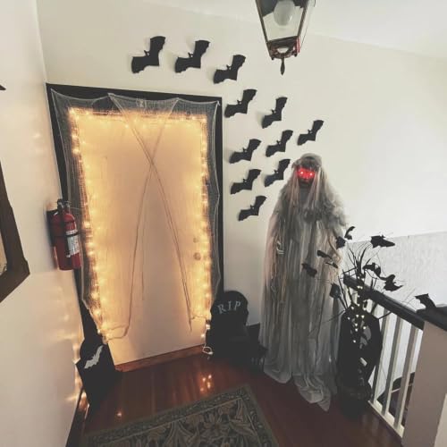 Fun Express Spooky Standing Ghost Girl Halloween Decoration - 5.7ft, Light-Up Eyes, Weather-Resistant Outdoor Prop